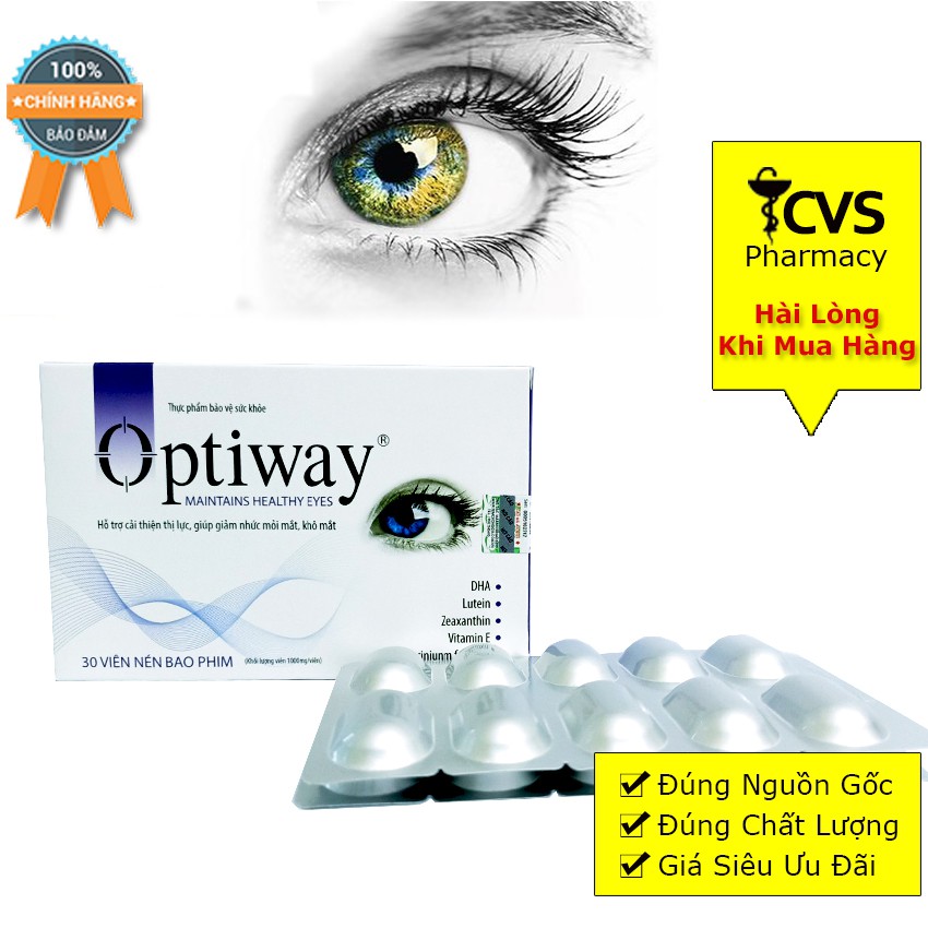 Combo 2 hộp - Viên uống Optiway bổ mắt tăng cường thị lực và phục hồi tổn thương mắt