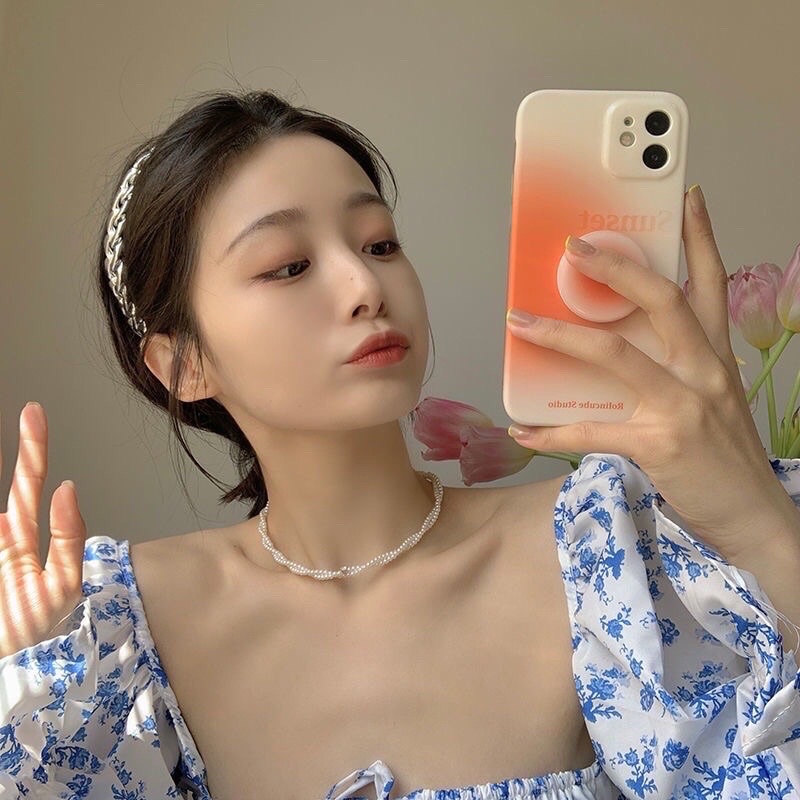 Chuỗi choker đeo cổ ngọc trai nhân tạo 3ly đan xoắn ôm sát
