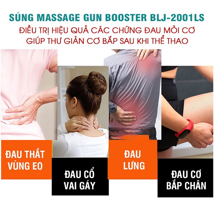 Máy massage gun, Súng Massage Booster Lightsaber AI Inside 2021 - 6 Đầu Massage – 4 mức độ - Công Suất 126W - CHÍNH HÃNG