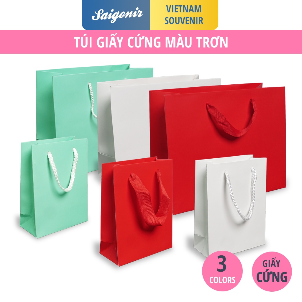 Túi giấy cứng màu trơn TGCT01 Giấy Card trắng chất lượng cao ĐLG 230g Đủ màu Đủ Size Gói quà trang trọng -Saigonir