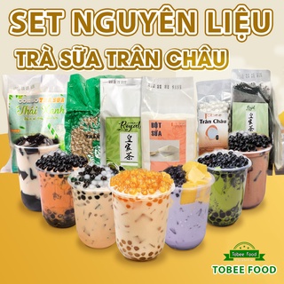 Set nguyên liệu pha Trà Sữa Trân Châu (8-12 Ly) - TOBEE FOOD - Vị Truyền thống, Thái Xanh, Khoai môn, Olong