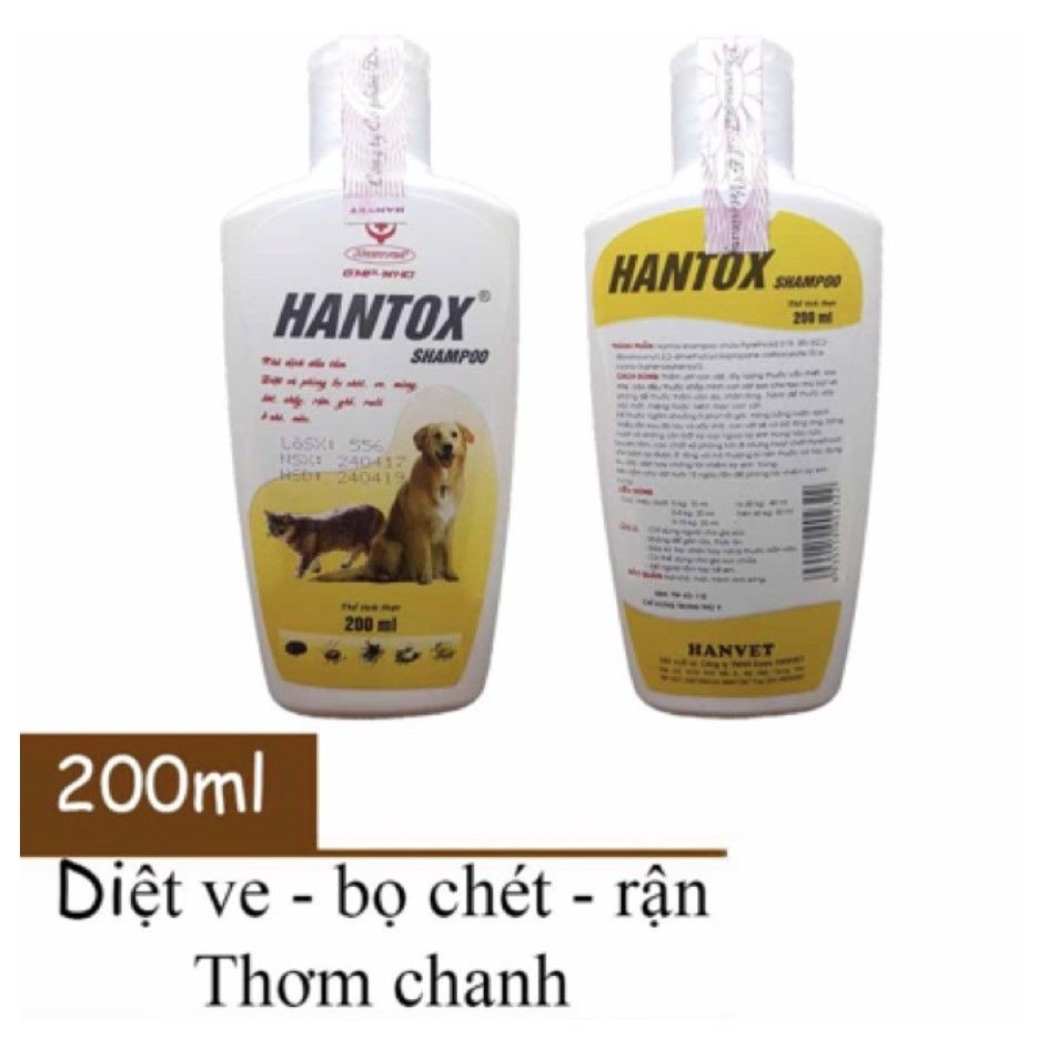 Sữa tắm Hantox 200ml diệt bọ chét ve rận trên chó mèo