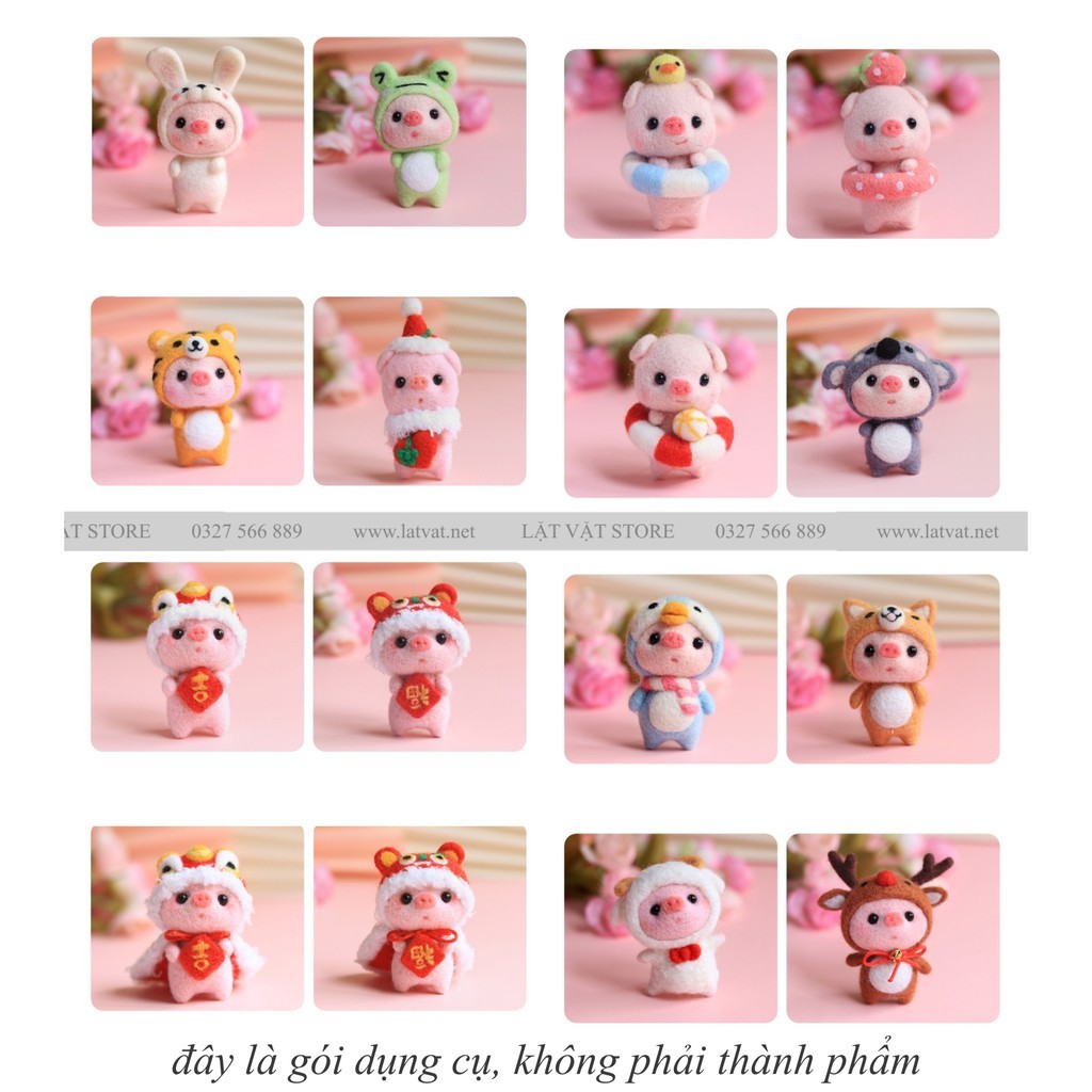 [MỚI] 16 mẫu len chọc Lợn Tắm Biển - Quà tự tay làm, DIYs có hướng dẫn - Needle felting Pig