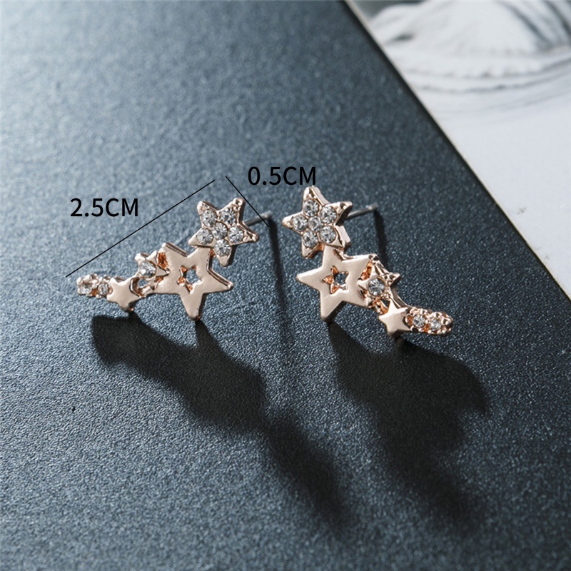 1 Đôi Bông Tai Dáng Dài Hình Ngôi Sao Đính Đá Zircon Thời Trang Cho Nữ