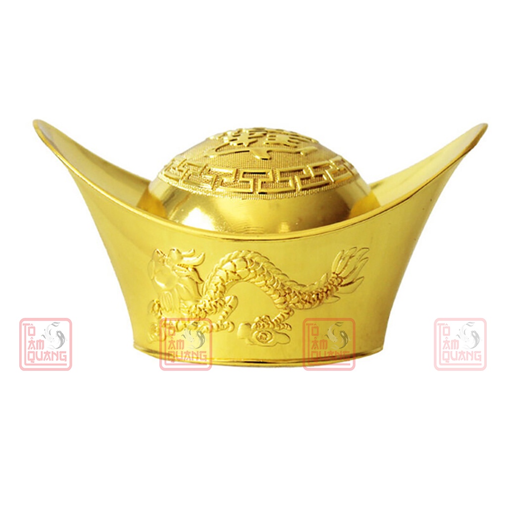Đồ thờ cúng thỏi vàng Thần Tài khắc rồng phượng bằng đồng mạ vàng cao cấp  tài lộc - may mắn - giàu có- TÔ TÂM QUÀNG