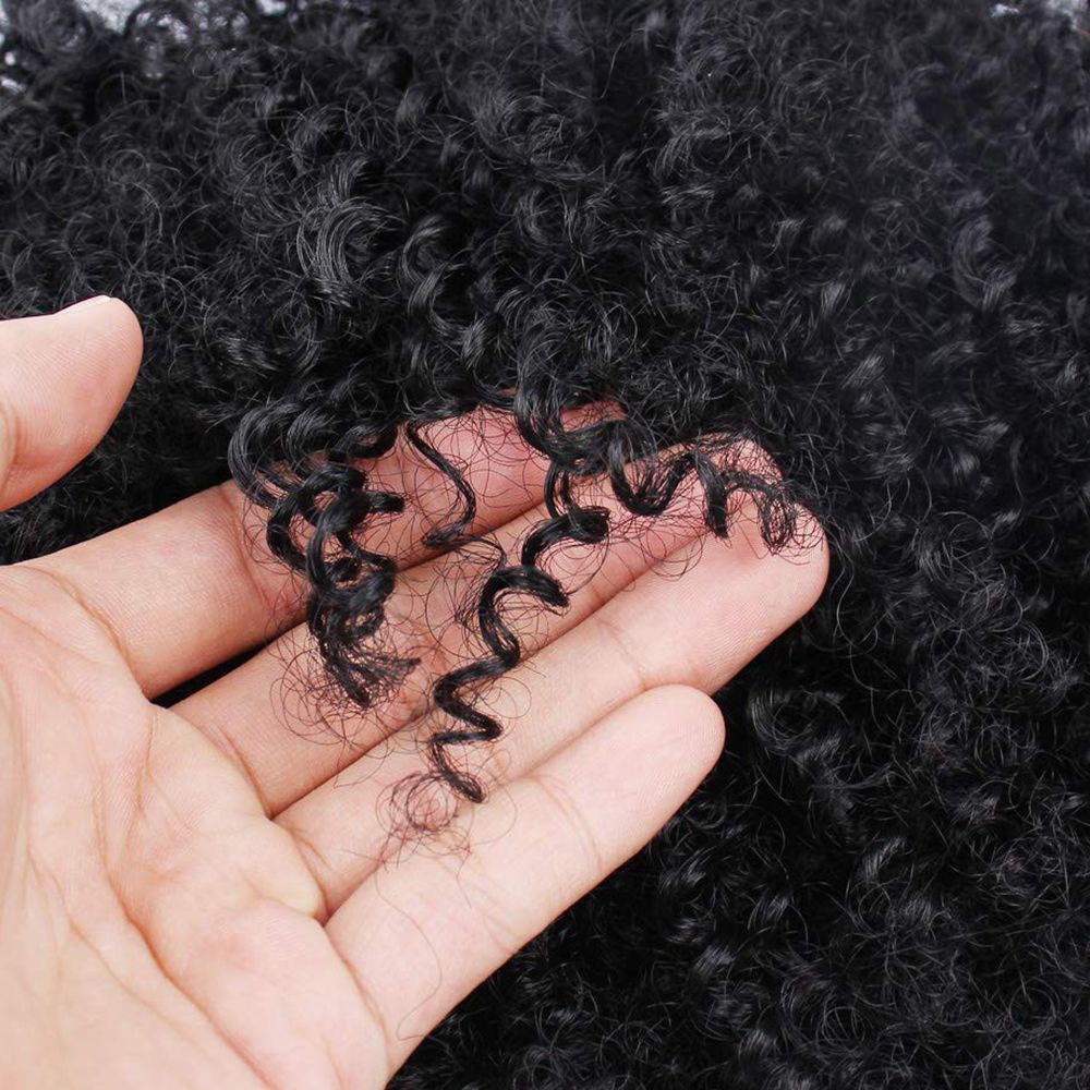 GUADALUPE Short  Braid Wig Hair Extensions for Women Ponytail Hair Synthetic Wig Afro Kinky Natural Hair Clip African American Wigs Drawstring Ponytails Curly Ponytail