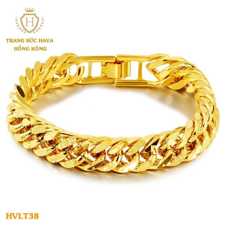 Lắc Tay Nam, Vòng Tay Nam Titan Xi Mạ Vàng Non 24k Cao Cấp - Trang Sức Hava Hong Kong - HVLT38