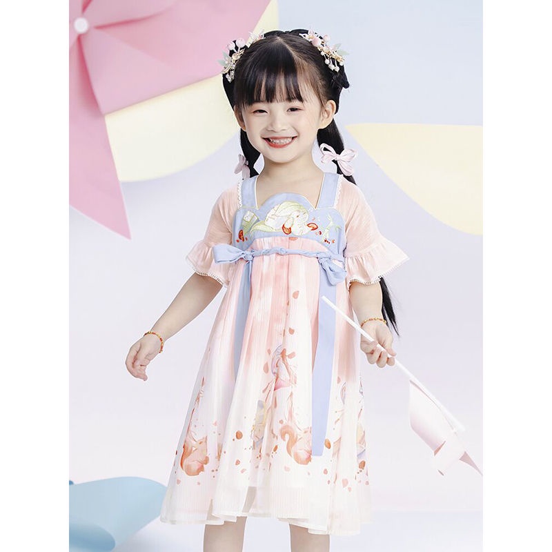 Đầm Công Chúa Hán Phục Bằng Vải Voan Phong Cách Trung Hoa Cổ Điển Mẫu Mới 2022 Dành Cho Bé Gái 90-130 Tuổi