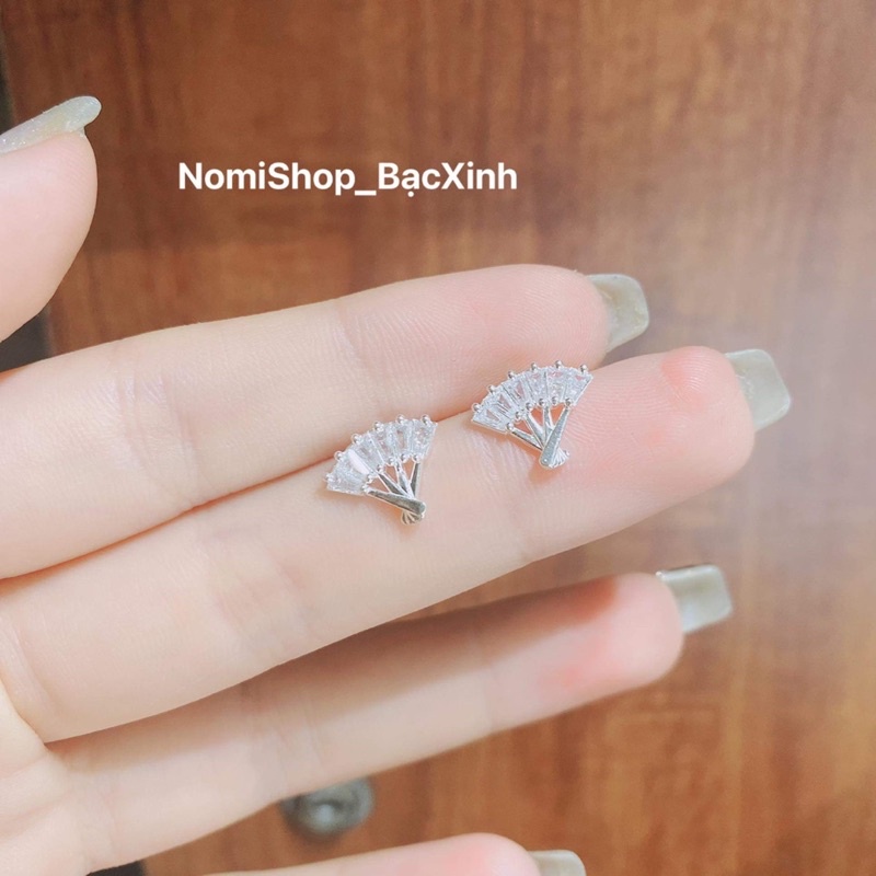 Bông tai hình quạt bạc ta xinh xịn độc đáo Mainomi Shop Bạc Xinh