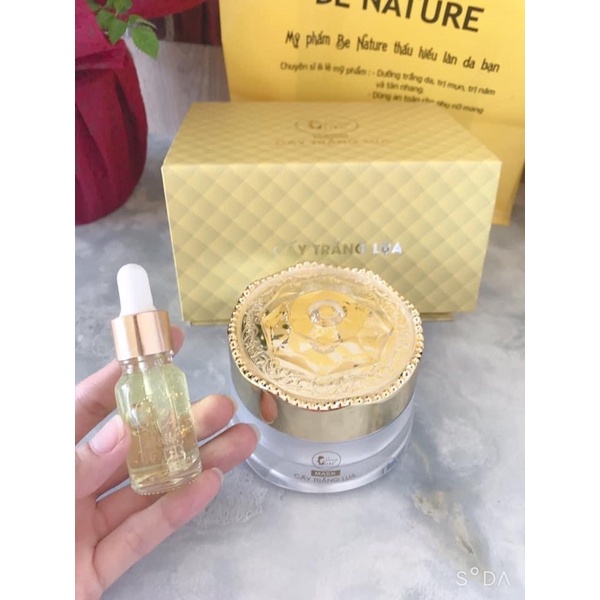 Cấy Trắng Lụa,cấy nano bộ gồm 1 hũ kem cấy và 1 lọ serum