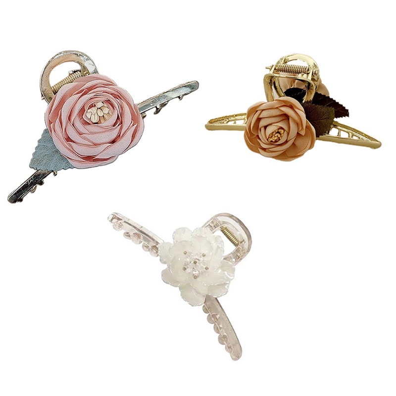 Kẹp tóc móng vuốt hình hoa hồng bằng kim loại chống trượt