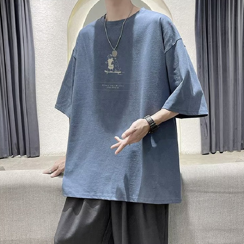 Áo Thun Dáng Rộng In Họa Tiết Hoạt Hình Phong Cách Hồng Kông Thời Trang Cho Nam Và Nữ [M-8XL]