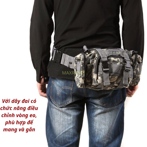 Túi đeo hông đeo chéo phụ 7D phong cách quân đội đi phượt du lịch vải bố bền đẹp chống nước cao cấp