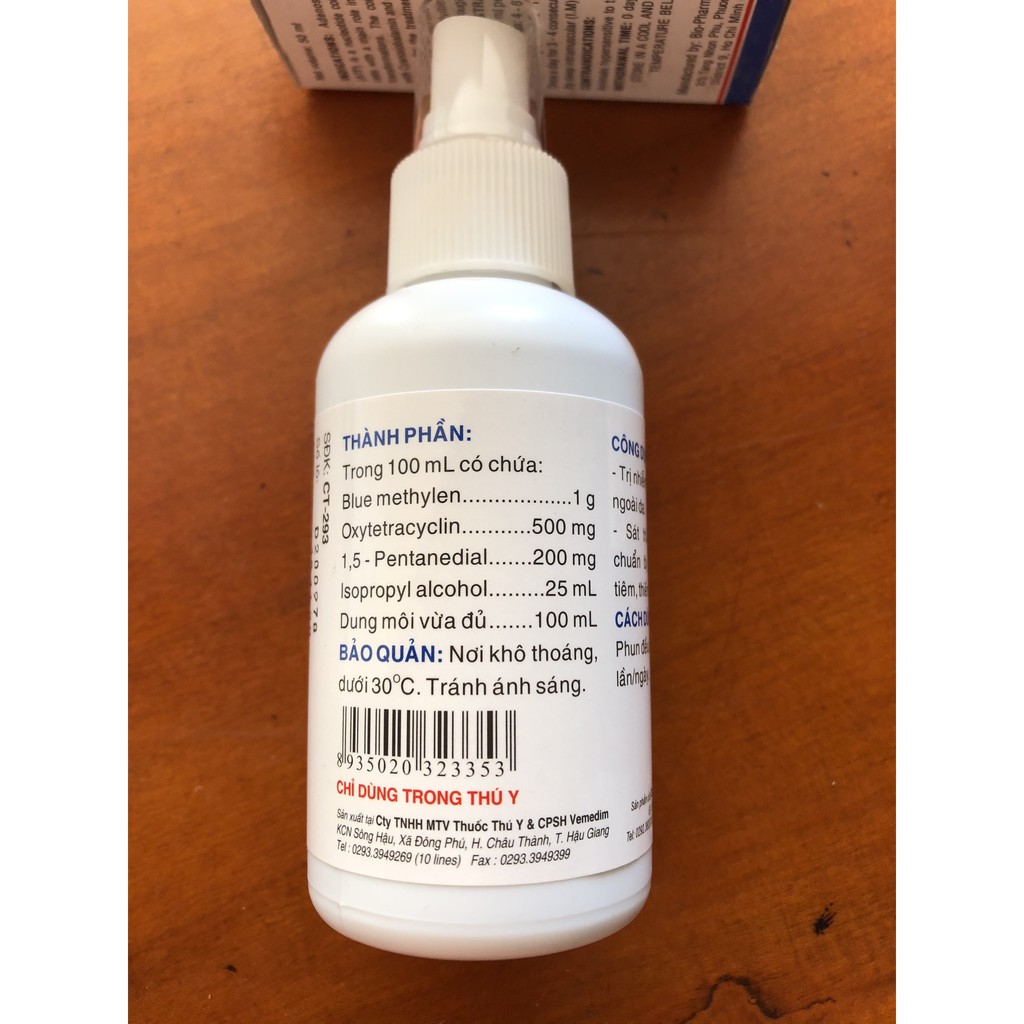 VIME BLUE sát trùng, trị nhiễm trùng vết thương ở chó, gà