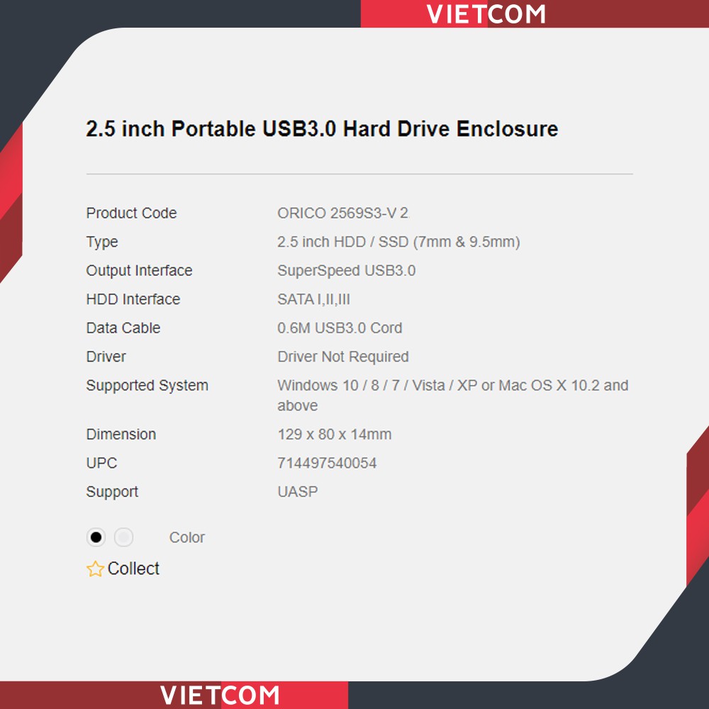 [Mã ELHAMSO giảm 10% đơn 100K] Box ổ cứng Orico 2569S3 2.5 Inch USB 3.0 - Tặng đệm chống sốc | BigBuy360 - bigbuy360.vn