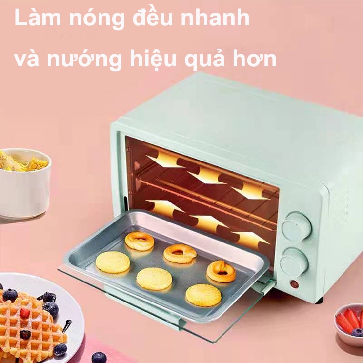 Lò Nướng Mini Chính Hãng XIAOBAWANG Dung Tích 12L- Lò Nướng Bánh Gia Đình-Màu Hồng-Bảo hành 12 tháng