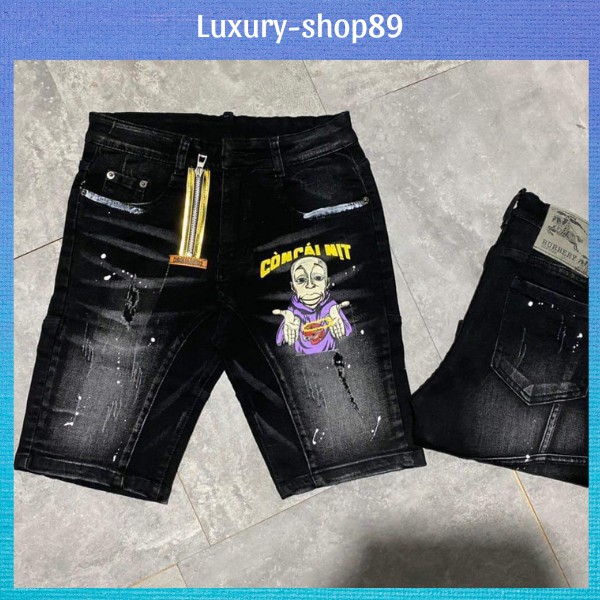Quần short jean nam co giãn cao cấp, Quần đùi Chất Bò họa tiết độc đáo Luxury-Shop89 SJTP08