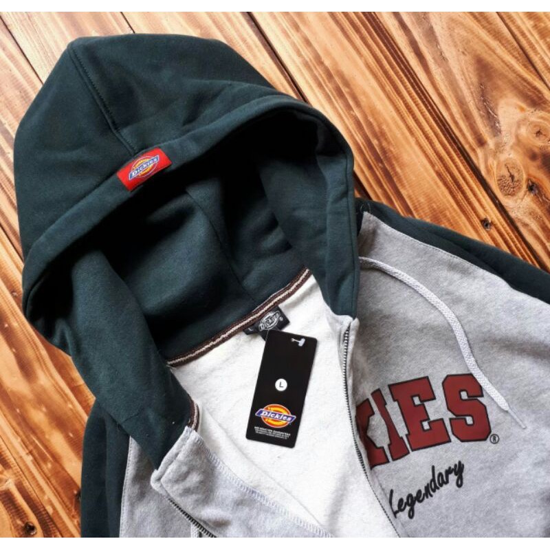 Áo Khoác Hoodie Phối Khóa Kéo In Chữ Dickies Kiểu Mỹ Cá Tính