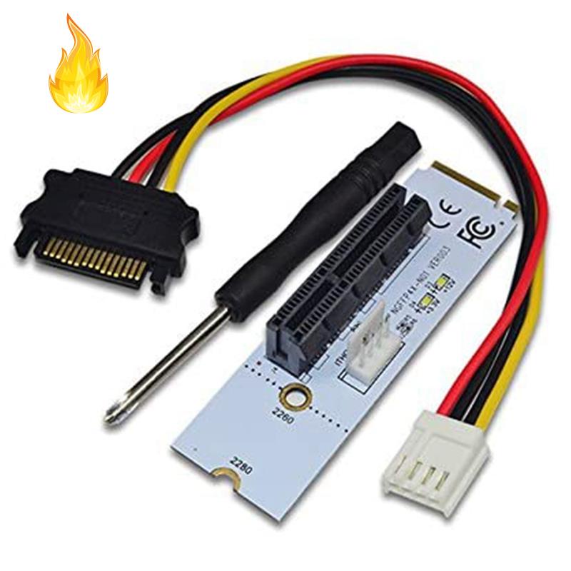 Thẻ chuyển đổi NGFF M.2 sang PCI-E 4X M2 Key M sang PCIe X4 có đèn LED hiển thị điện áp