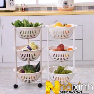 Kệ 3 tầng tròn lắp ghép. Kệ đa năng 3 tầng có bánh xe