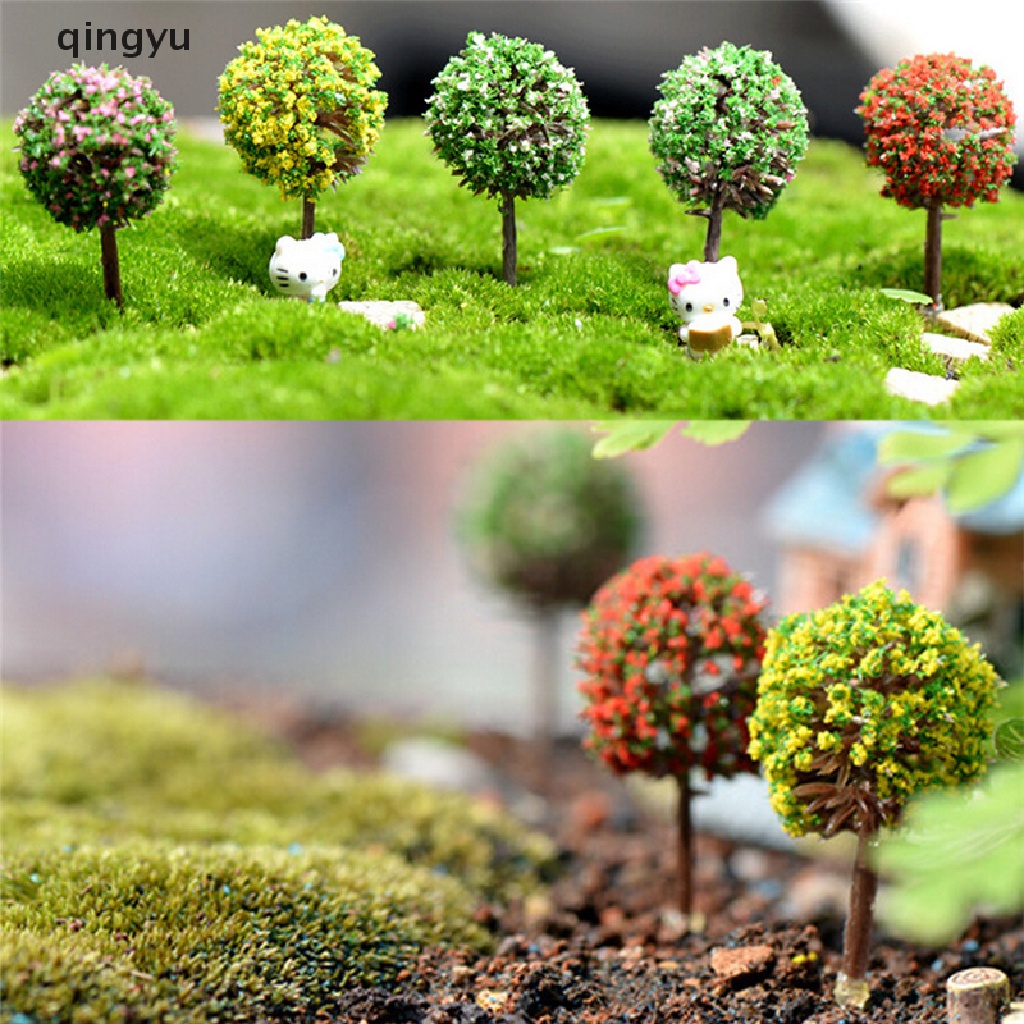 Bộ 5 Cây Hoa Giả Nhiều Màu Sắc Trang Trí Tiểu Cảnh