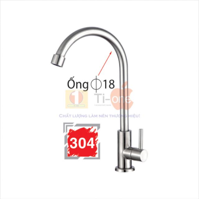 Vòi rửa chén lạnh inox sus304 ○18