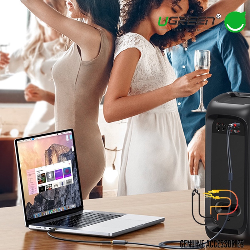 Cáp chuyển Audio 3.5mm âm ra 2 RCA dương dài 20cm Ugreen 10561