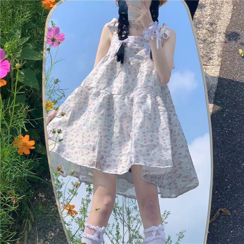 NRVP Đầm nữ không tay in họa tiết hoa thời trang