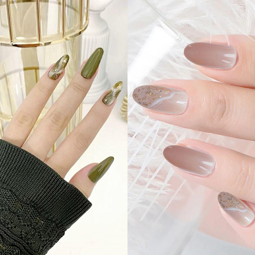CACTU 24 PCS Manicure Tool False Nail Tips Detachable Press on Nails Coffin Fake Nails Diamond Long Full Cover Acrylic Nail Art Ballerina/Multicolor
