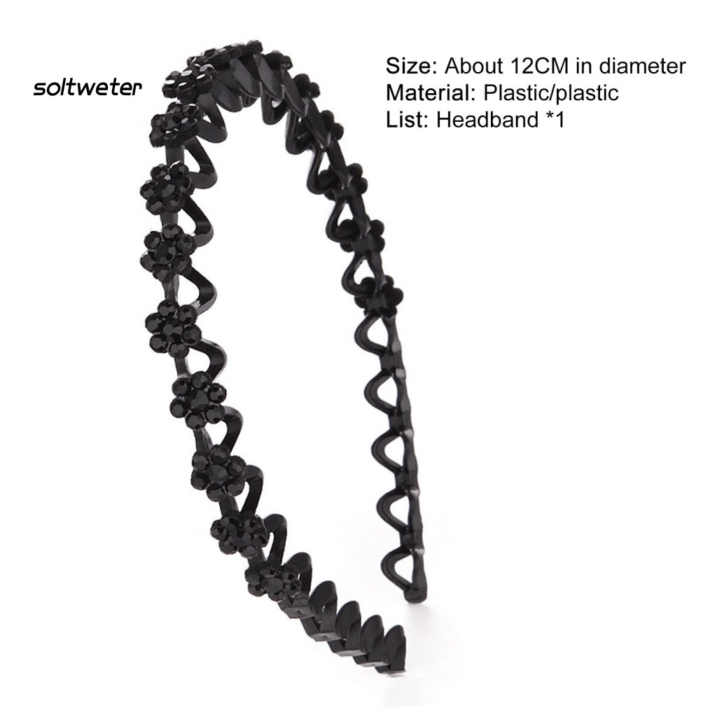 Băng Đô Cài Tóc Đính Đá Lấp Lánh Chống Trượt Thời Trang Cho Nữ