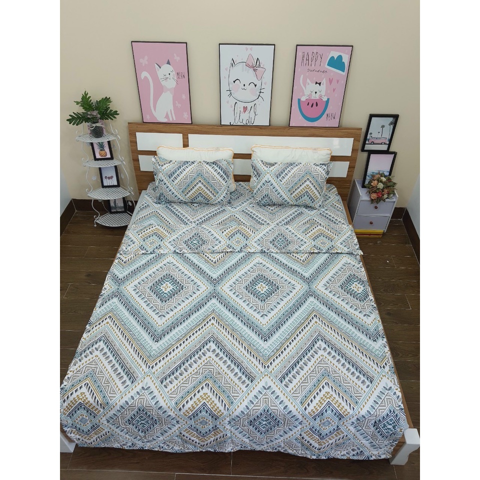 Bộ ga giường vỏ gối 3 món Cotton Poly mẫu mới 2022, giá rẻ tại xưởng, ga chun bọc đệm