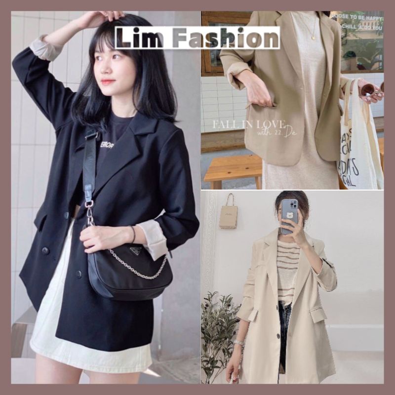 Áo Khoác Blazer 2 Lớp Chất Đẹp, Áo Vest Dài Tay Hai Lớp Dáng Dài, Phong Cách Hàn Quốc túi thật