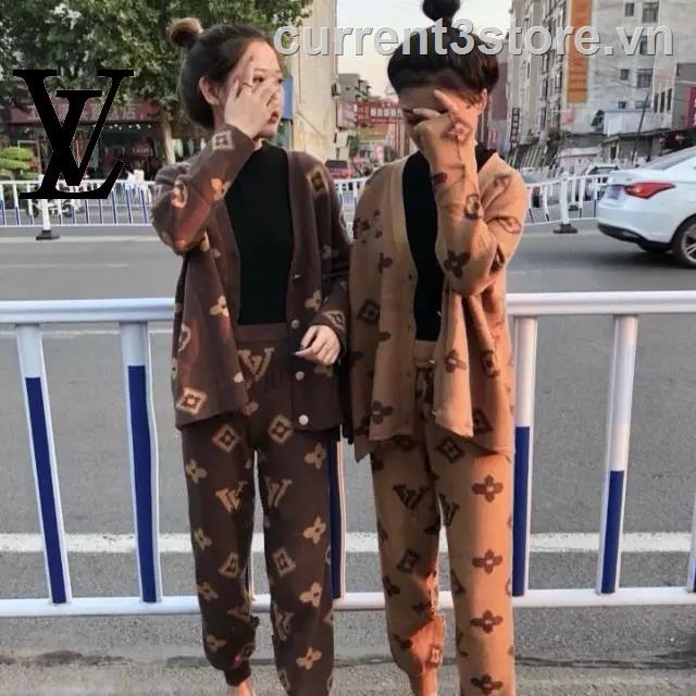 Set Áo Sweater Cotton Nguyên Chất LV Mùa Thu Dành Cho Nữ Hàng Có Sẵn!