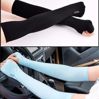 Găng Tay Chống Nắng Letslim Hàn Quốc Xỏ Ngón Siêu Giãn 4 Chiều Cotton Mát Lạnh