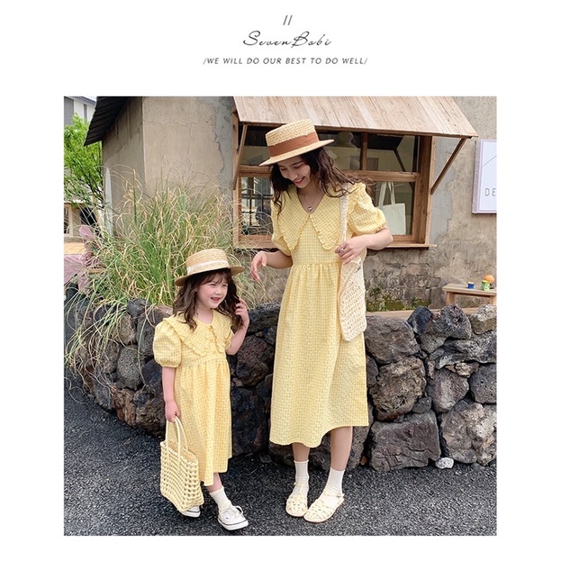 Đầm đôi mẹ và bé kẻ caro BAM STORE