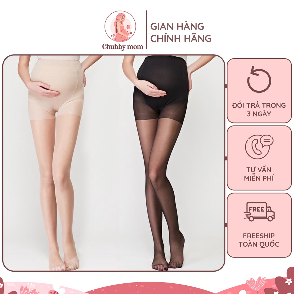 Quần tất bầu mỏng cạp rút chun tiện lợi, quân tất da chân siêu dai co dãn tốt cho bà bầu CHUBBY MOM