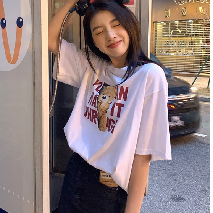 NRVP Áo Thun Mùa Hè Tay Cộc Oversize In Họa Tiết Phong Cách Hàn Quốc Cho Nam / Nữ