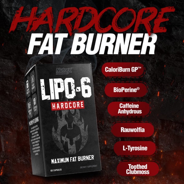 NUTREX LIPO6 HARDCORE - FAT BURNER LIPO 6 ĐỐT MỠ MẠNH MẼ NHẤT (60 VIÊN)