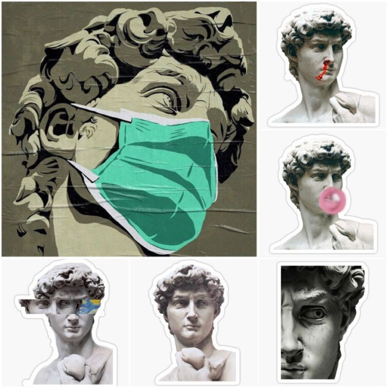 10-60 hình dán Stickers Tượng David Michelangelo decal