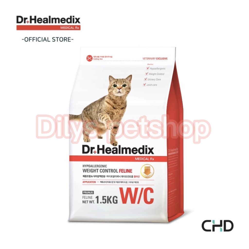 1.5KG HẠT CHỨC NĂNG GIẢM DỊ ỨNG VÀ KIỂM SOÁT CÂN NẶNG MÈO DR. HEALMEDIX HYPOALLERGENIC
