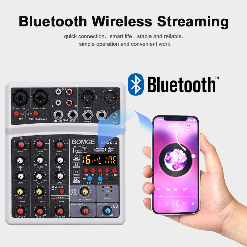 CHANNEL Bộ Thiết Bị Khuếch Đại Âm Thanh 4 Kênh Mp3 Usb Bluetooth 48v 5v 16 Dsp