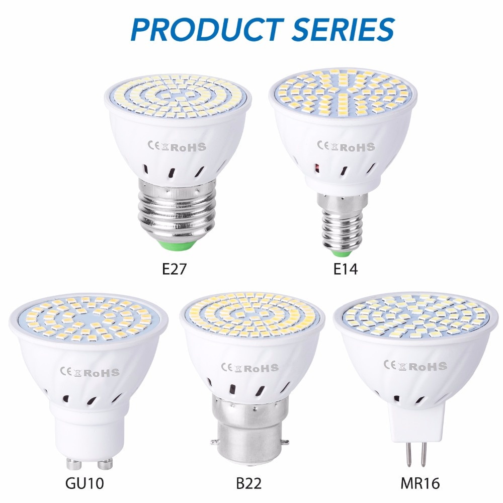Bóng Đèn GU10 led E27 E14 48 60 Đèn led 220V GU10 led MR16 gu5.3