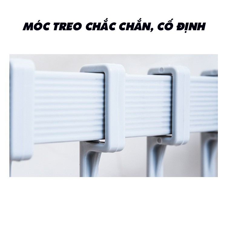 Thanh Treo Đồ Cực Dính 6 Móc Liền Không Cần Khoan Đục Cho Nhà Bếp, Phòng Tắm