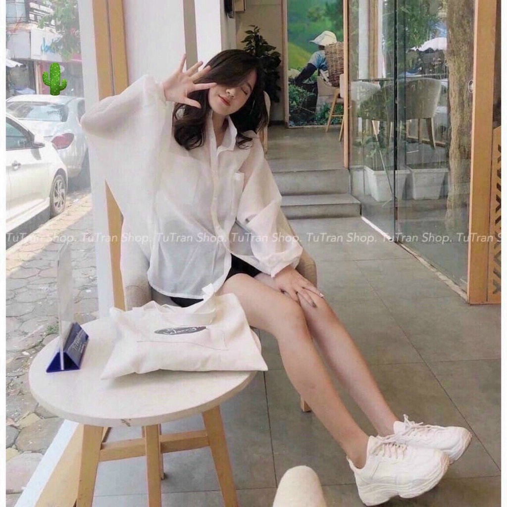 Áo sơ mi nữ 2 món von lụa fom rộng