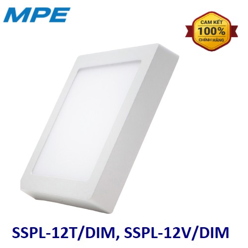 COMBO 2 CÁI - ĐÈN LED PANEL VUÔNG NỔI DIMMER MPE 12W SSPL-12T/DIM (TRẮNG), SSPL-12V/DIM (VÀNG)