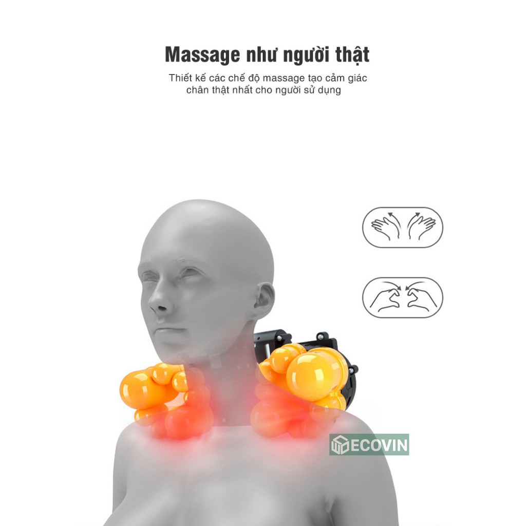 🎉Hàng Chính Hãng🎉Gối Massage Hồng Ngoại 16 Bi Trị Liệu Nhật Bản, Mát Xa Cổ, Lưng, Vai Gáy