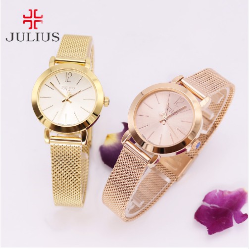 Đồng hồ nữ Julius JA-732 dây thép 2 màu bạc, bạc đen