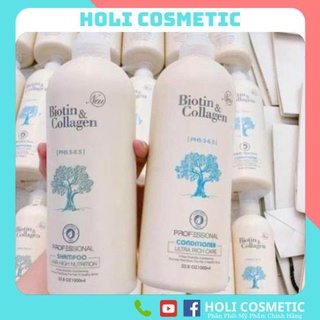 Cặp Dầu Gội Xả Biotin Collagen Trắng | Giảm Rụng Tóc,Phục Hồi Tóc Khô Xơ, Hư Tổn 1000ML