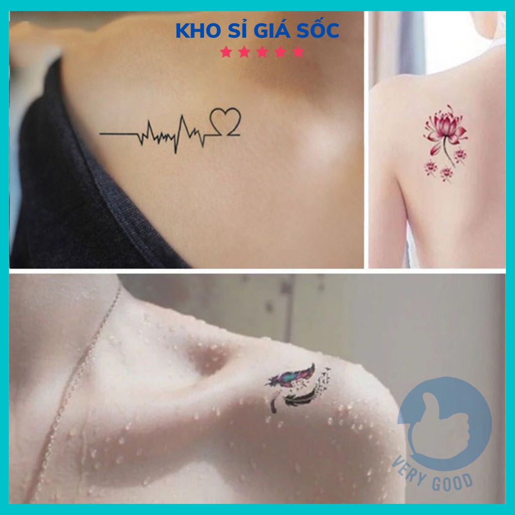 sét 30 miếng dán hình xăm mini tạm thời 15 ngày nhiều hình đẹp nam nữ đầu lâu hoa hồng chữ cá tính dán lưng tay ngực
