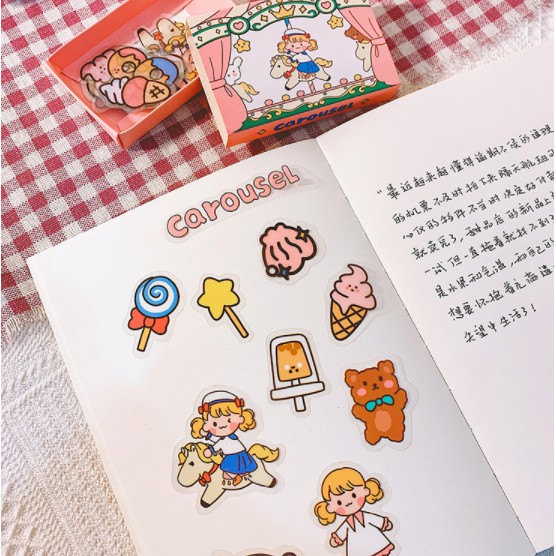 Sticker hộp dán trang trí sổ lưu niệm, vở, điện thoại, máy tính, hộp, kệ văn phòng phẩm nhiều mẫu hoạt hình đáng yêu